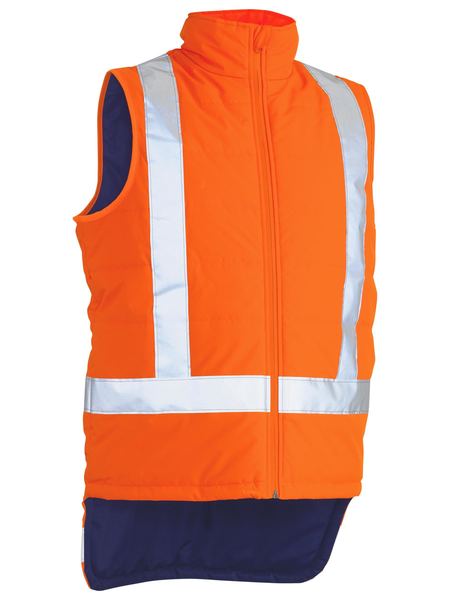 1019 TAPED HI VIS PUFFER VEST WITH X BACK
