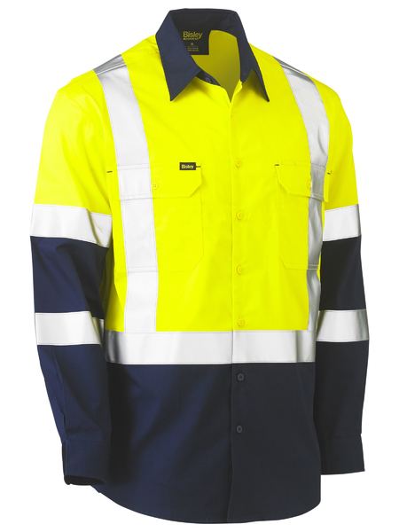 X TAPED BIOMOTION TWO TONE HI VIS LIGHTWEIGHT DRILL SHIRT