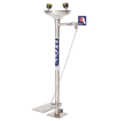 Pedestal Mounted Eye Wash With Bowl & Foot Treadle