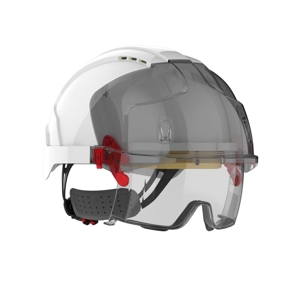 Evo Vista Lens Vented White/Smoke Helmet - Wheel Ratchet - Clear Lens